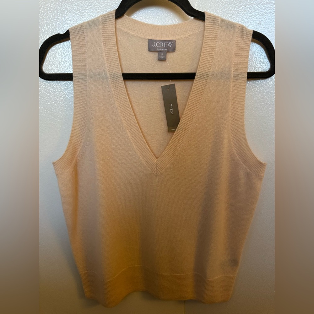 J. Crew Women's Tan V-Neck Cashmere Vest